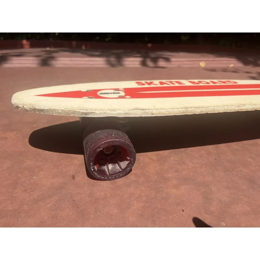 VTG Justen Fiberglass Skateboard Red White‎ 70s Sidewalk Surfboard